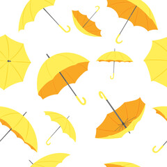 Fototapeta na wymiar seamless white background with yellow umbrellas, vector