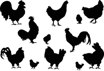 The hen isolated Vector Silhouettes