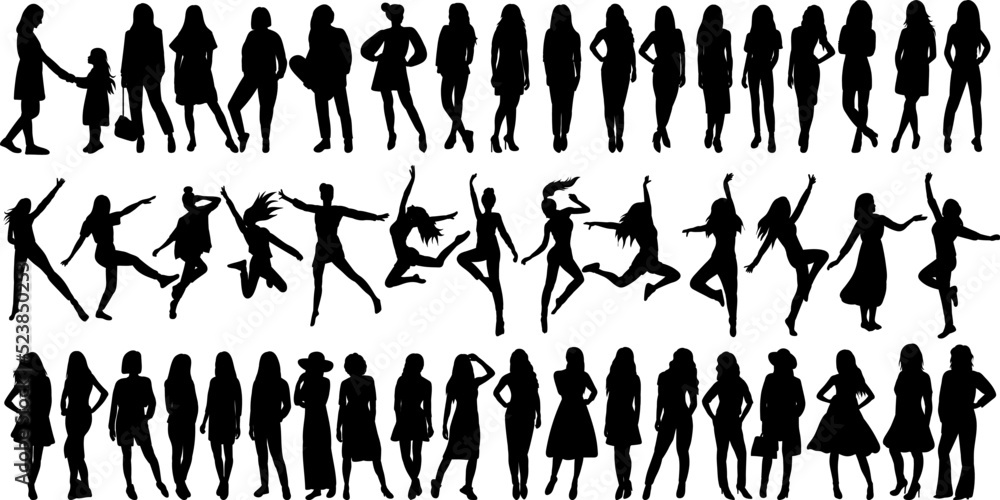Wall mural woman silhouette collection isolated, vector - Wall murals
