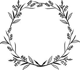 Round shape of line Botanical floral wreath Illustration ornament Decoration
