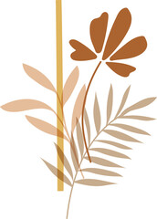 Minimalist small flower boho abstract nature art shapes doodle vase flower and leaves