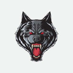 Wolf head angry wolf illustration design 
