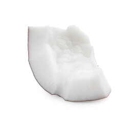Piece of fresh ripe coconut isolated on white