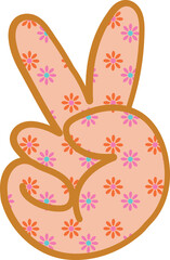 70s groovy retro print with hippie peace love not war illustration