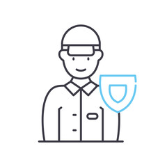 security guard line icon, outline symbol, vector illustration, concept sign