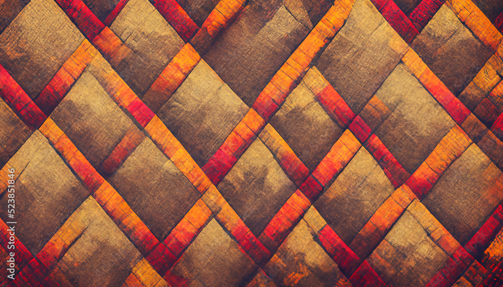 Poster 3d render close up shot of indian fabric with colorful pattern. abstract background.
