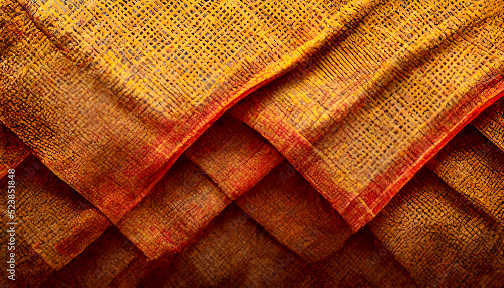 Poster 3d render close up shot of indian fabric with colorful pattern. abstract background.