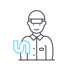 plumber line icon, outline symbol, vector illustration, concept sign