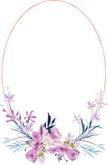 Floral illustration , leaf wreath ,frame with line geometric shape