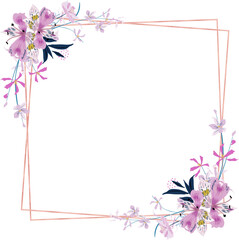 Floral illustration , leaf wreath ,frame with line geometric shape