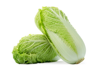 Fresh ripe Chinese cabbages on white background