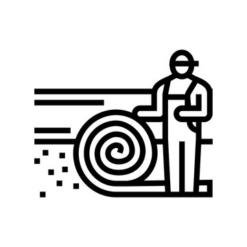 Turf Laying Line Icon Vector Illustration