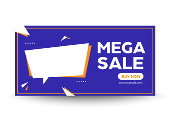 web banner mega sale template, shopping marketing concept, advertising geometric shape