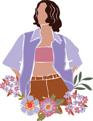 Floral women portrait Illustration