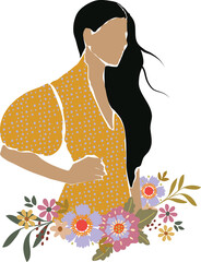 Floral women portrait Illustration