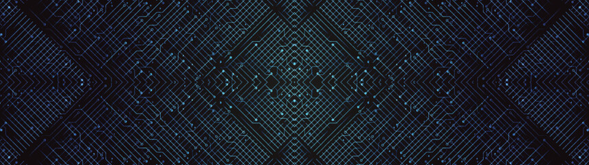 Panorama Dark Blue Security Blockchain Technology Background,Digital and Connection Concept design,Vector illustration.