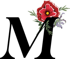 M Alphabet Flower