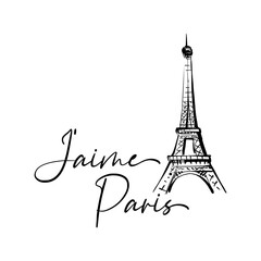 Fototapeta na wymiar J'aime Paris Eiffel Tower Design