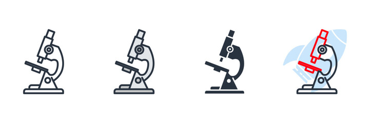 microscope icon logo vector illustration. research symbol template for graphic and web design collection