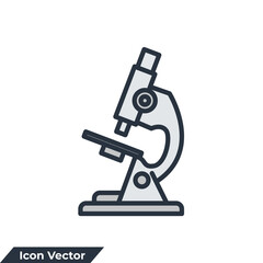 microscope icon logo vector illustration. research symbol template for graphic and web design collection
