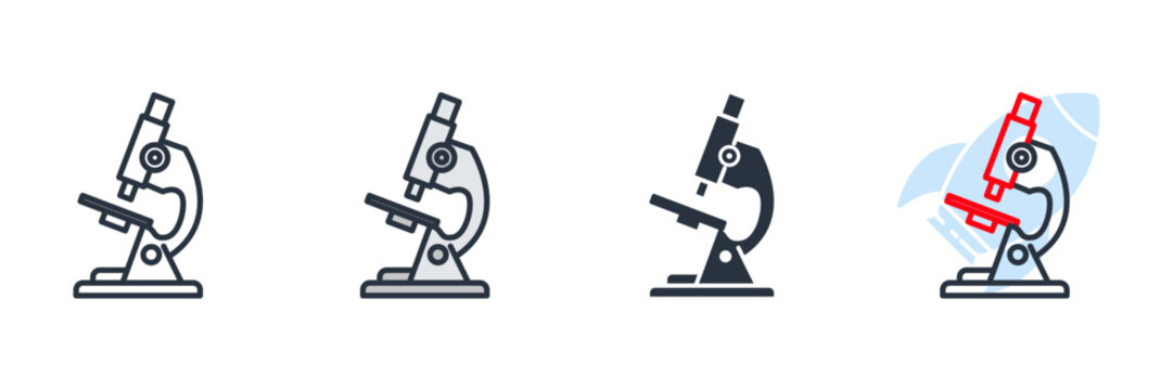 microscope icon logo vector illustration. research symbol template for graphic and web design collection