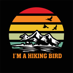 Hiking t shirt design with vector elements