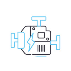 motor turn up line icon, outline symbol, vector illustration, concept sign