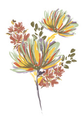 Watercolour floral , Flower and leaves elements