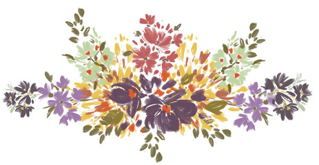 Watercolour floral , Flower and leaves elements