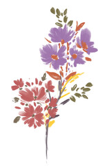 Watercolour floral , Flower and leaves elements