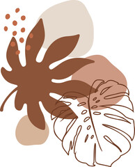 Minimal Line art flower and Leaves Abstract Art