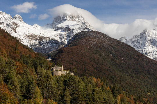 Fortress on Slovene Side of Predil Pass With Mount Mangart Above all