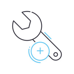 wrenching line icon, outline symbol, vector illustration, concept sign