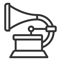 Gramophone for gramophone records - icon, illustration on white background, outline style