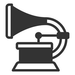 Gramophone for gramophone records - icon, illustration on white background, glyph style