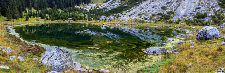 Lake of Duplje near Krn Lake in Julian Alps Slovenia