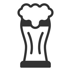 Glass of beer with foam - icon, illustration on white background, glyph style