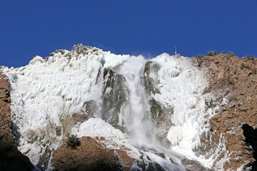 Frozen waterfall in Ogden Canyon, Utah	