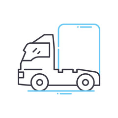 truck line icon, outline symbol, vector illustration, concept sign