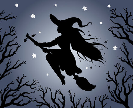 Halloween witch illustration. Girl flying on broomstick. Hand drawn vector  illustration. Young woman on broom sketch. Halloween young witch. vector de  Stock | Adobe Stock