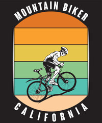 Mountain Biker California typography vector t-shirt design.