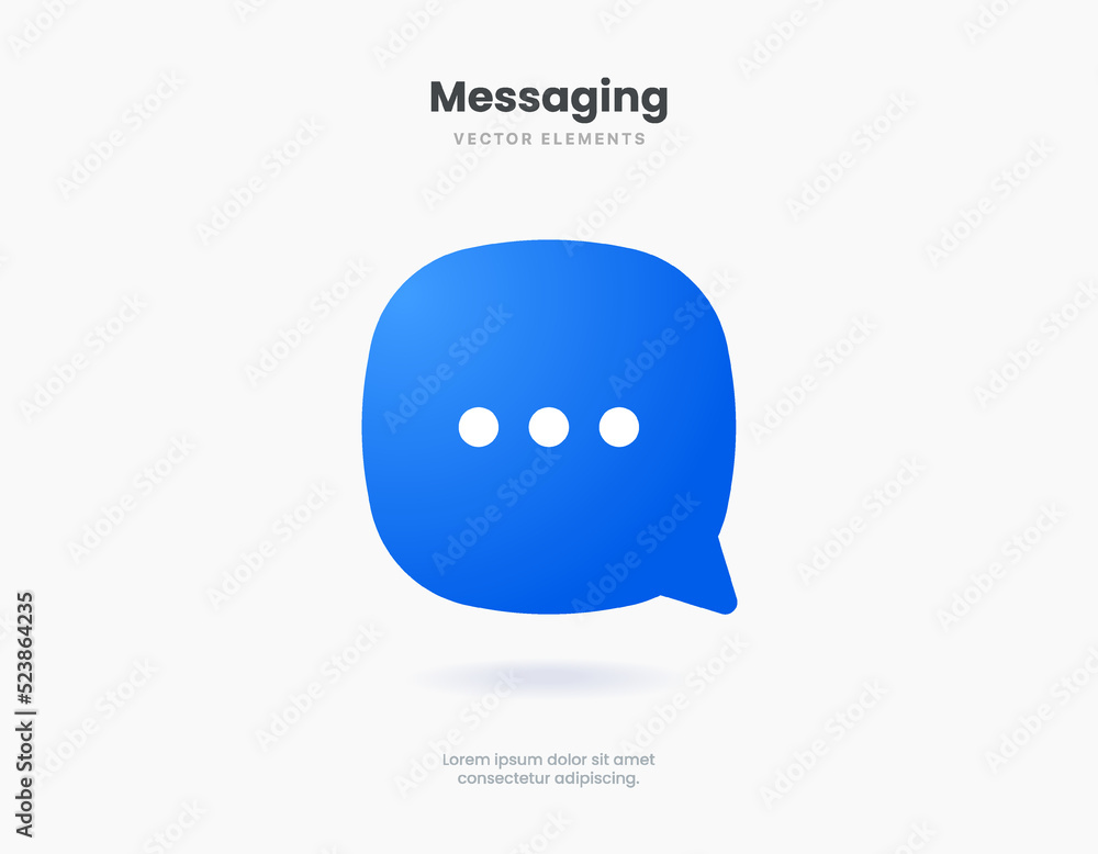Poster 3d isolated vector elements. Minimal modern message, chat, speak, dialog, chatting icon emblem symbol banner concept. 3d yellow messaging chatting icon. Mobile app icons. Device UI UX mockup.