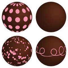 Strawberry mix Chocolate Ball 3d. Vector illustration.
