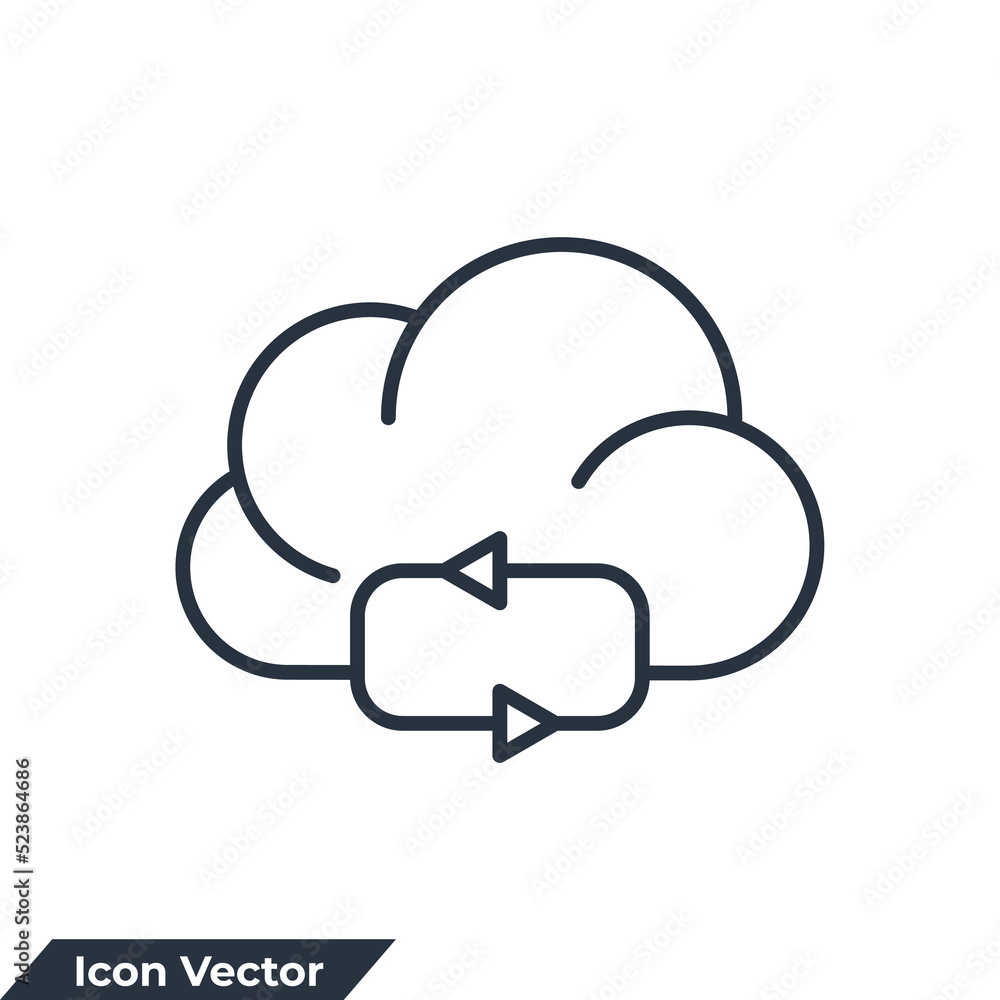 Poster sync cloud icon logo vector illustration. cloud computing symbol template for graphic and web design