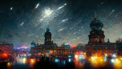 Fototapeta na wymiar an illustrative representation of a city at night