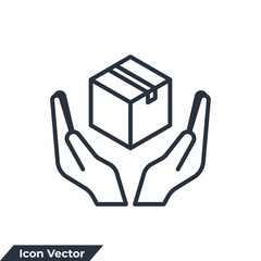 product icon logo vector illustration. logistic label hands holding box symbol template for graphic and web design collection