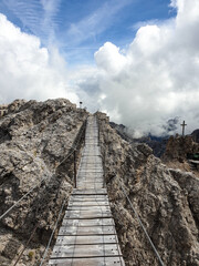 Fototapeta na wymiar stairway to heaven, Via Ferrata Ivano Dibona, Dolomites Alps, Italy 