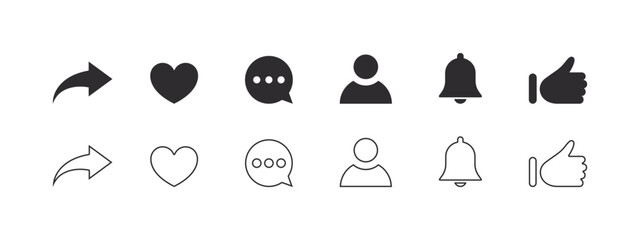 Subscribe icons. Social media interface icons. Social media elements. Vector illustration