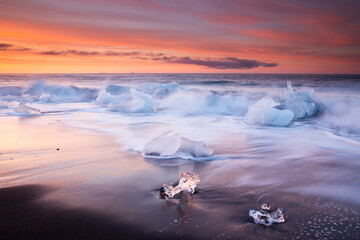 The most beautiful beach with ice on Iceland. Jokulsarlon