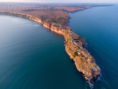 Aerial view of Cape Kaliakra on the Black Sea shore in Bulgaria